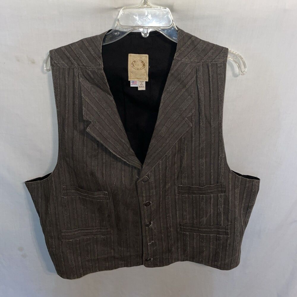 WAH Maker Men’s Western Vest Size 2XL Brown Striped Cowboy Rodeo Outdoors